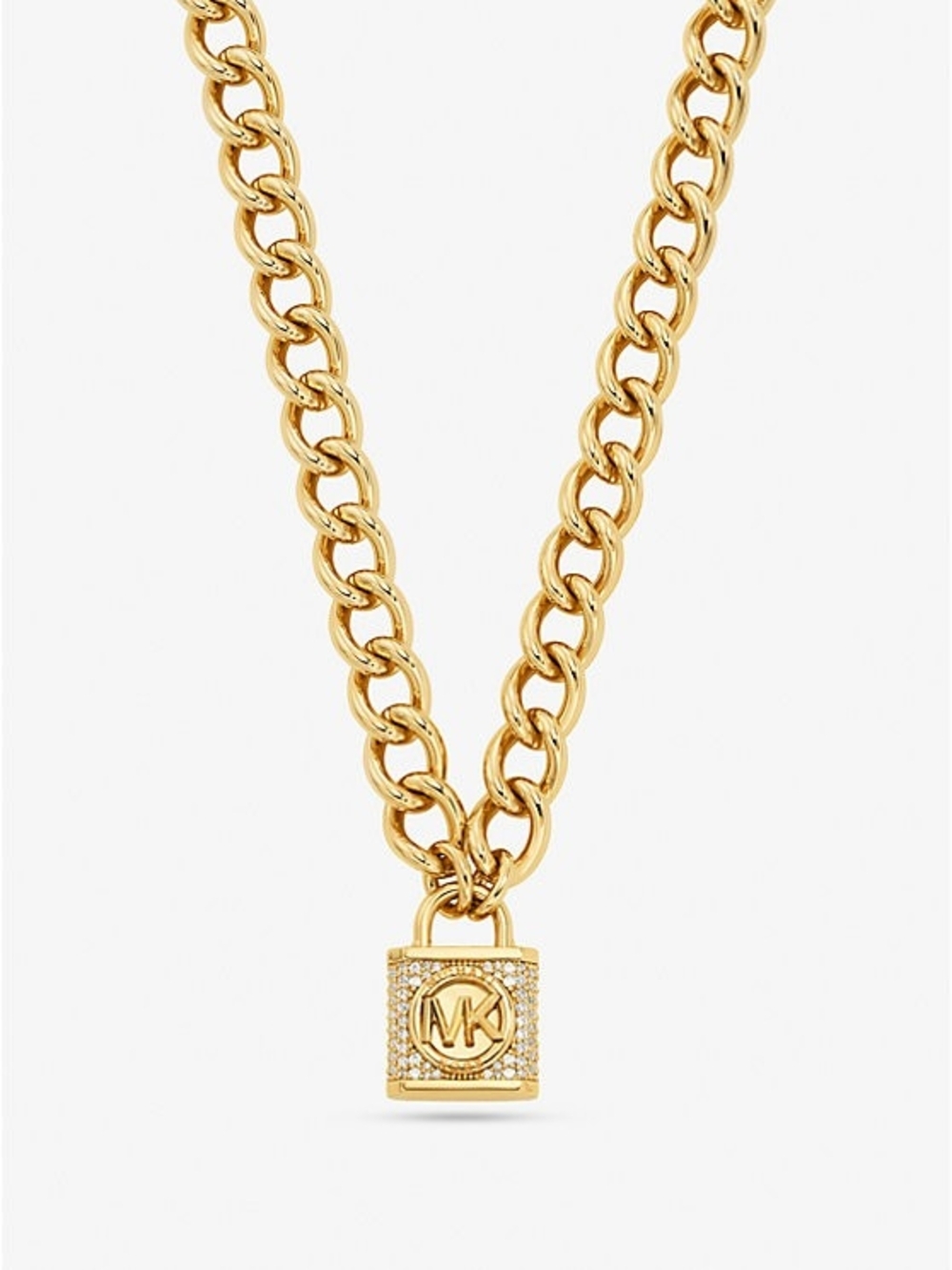 Michael Kors Gold Padlock Pendant Chain Necklace